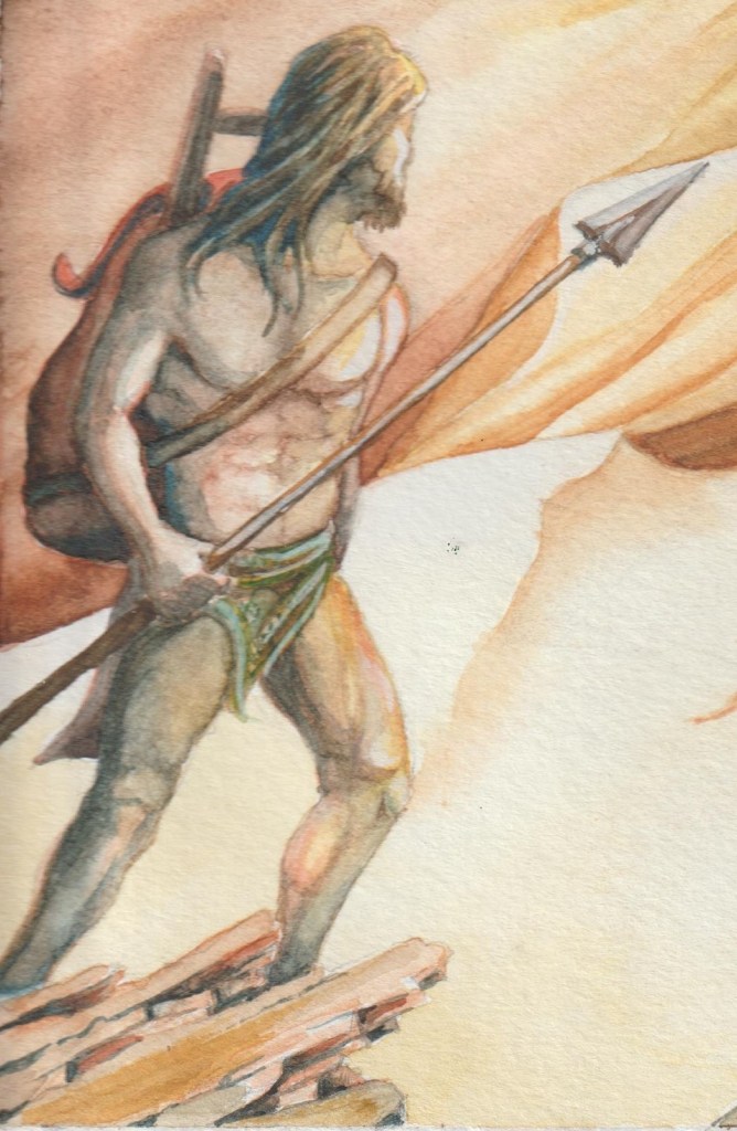 Main character of The Descendant Saga book series ZostaMax, looking back at this home, the wreckage of the ship known as Lingrad in the book altar of scales shortly after being exiled.